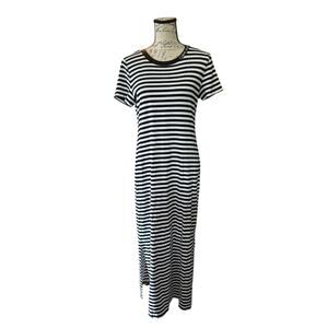 Calvin Klein Black White Striped Cotton Maxi Dress Size Medium